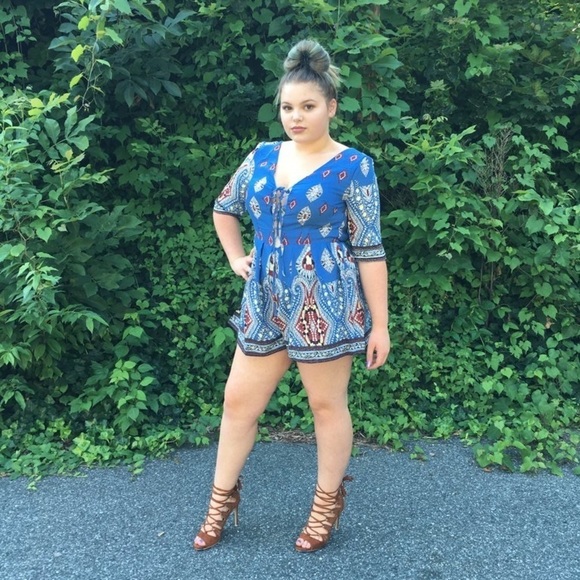 Depri Pants - NEW Zola Tribal Print Open Back Romper